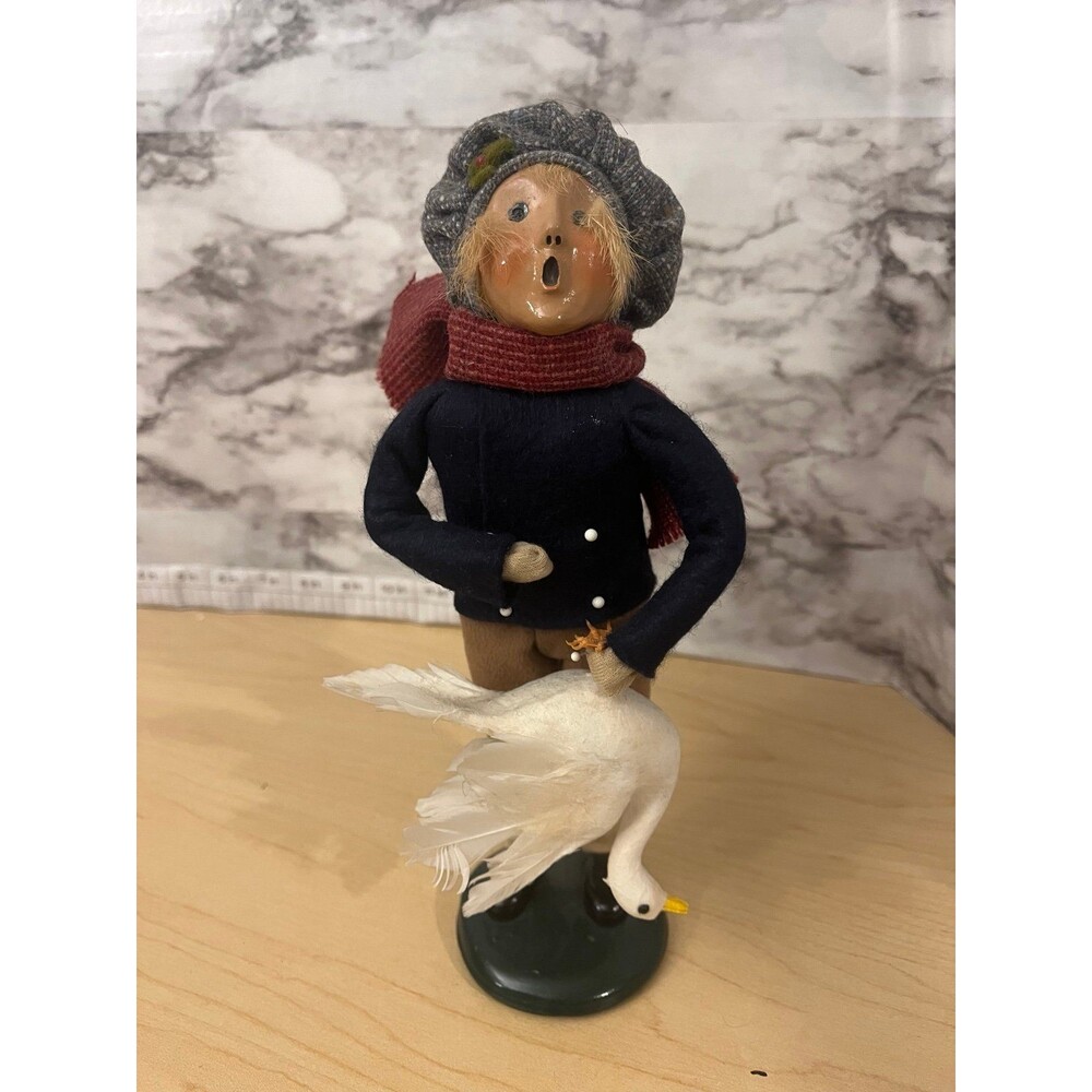 Byers Choice 1995 Boy with Upside Down Goose Caroler  10" Retired Dickens